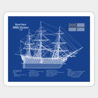 HMS Victory ship plans. Lord Nelson flagship - ABDpng Sticker